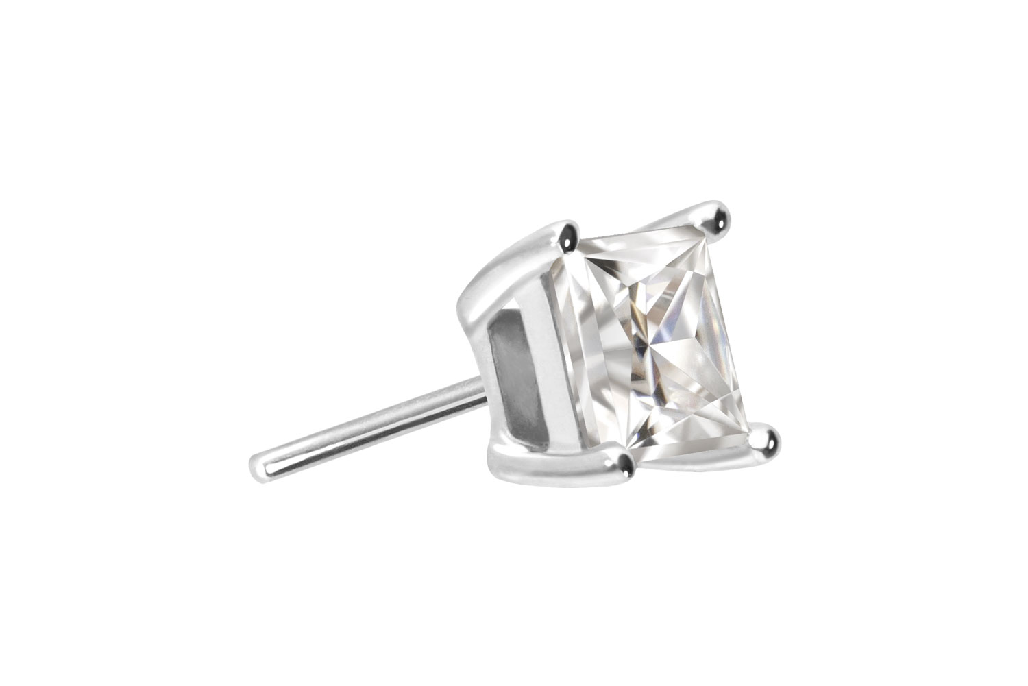 14 Karat Gold Aufsatz mit Titan Push Pin MOISSANIT-QUADRAT von Piercingline